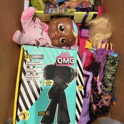 Box filled with most popular toys