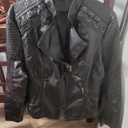 Women's Black Leather Jacket Size XL