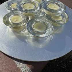 Chunky Clear Glass Tea Light Holders $10