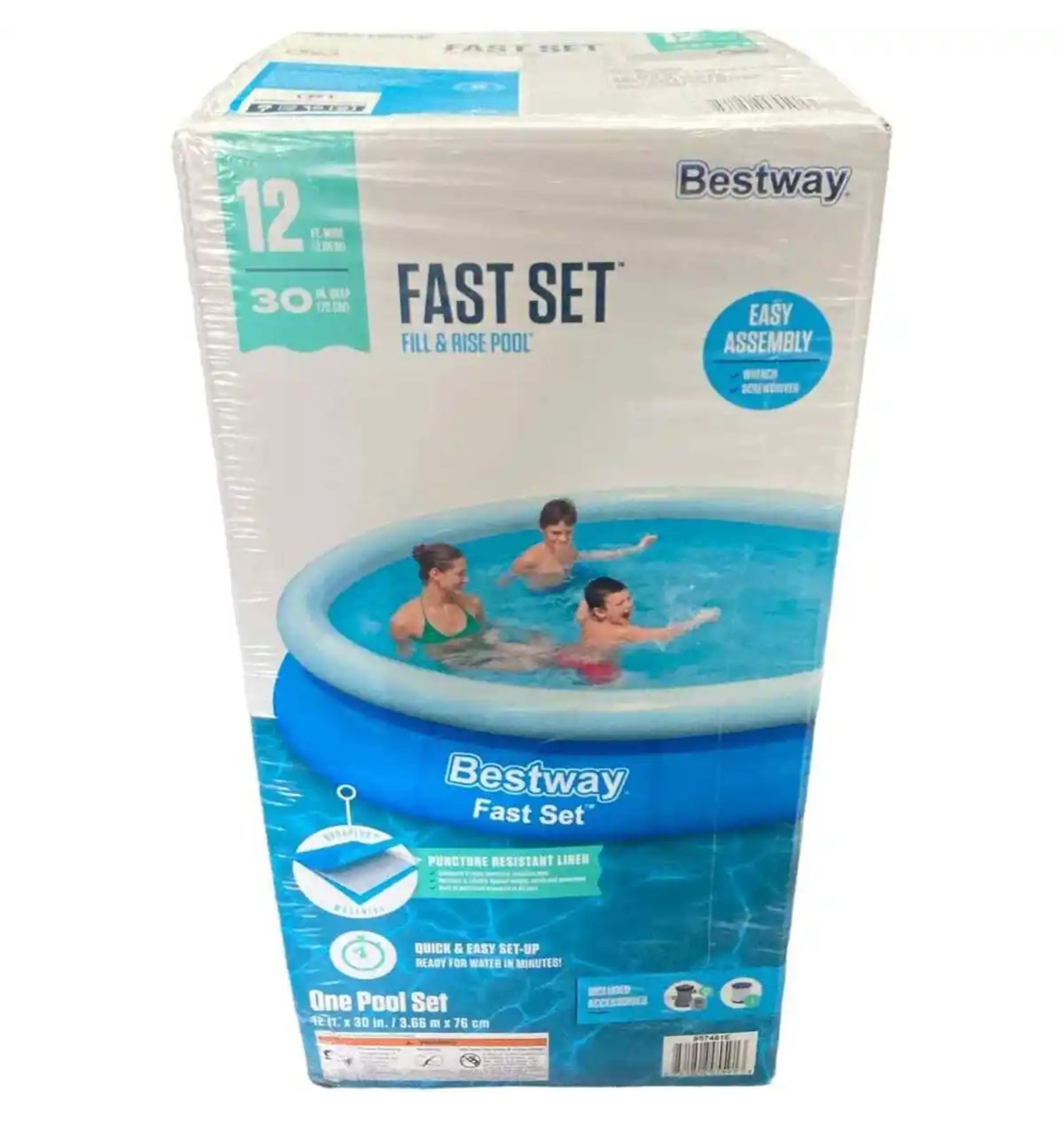 Bestway Fast Set 12' x 30” Round Inflatable Pool Set w/ Pump Filter