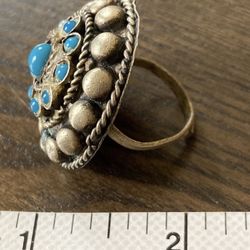 Vintage royal silver And Turquoise tone adjustable