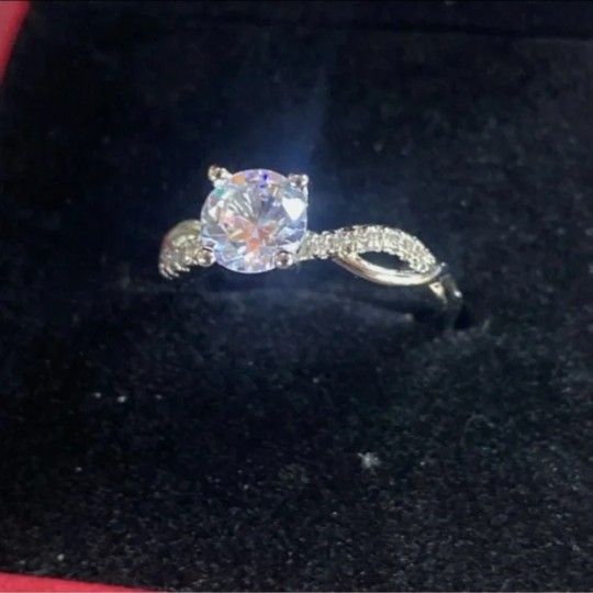 Moissanite Ring 1ct GRA Silver Adjustable Sizing New