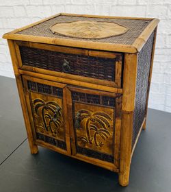 Bamboo Cabinets with Tropical Palm Tree Detail
