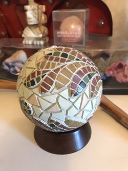 4” Carving Mosaic Globe With Wood Stand