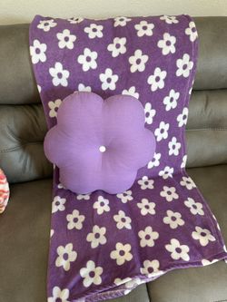 Girls Throw Pillow And Blanket Set