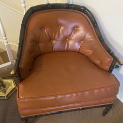 Vintage Henredon Leather Barrel Chair