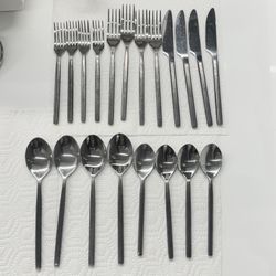 CB2 Abe 20 Piece Brushed Black Flatware Set