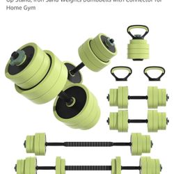 Adjustable Dumbbell Set 22/42/62LBS, 4-in-1 Free Weight Dumbbell Set Used as Kettlebell, Barbell, Dumbbell & Push-Up Stand, Iron Sand Weights Dumbbell