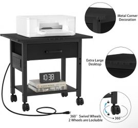 2-Tier Printer Cart | Charging Station & Drawer