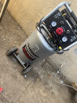 Husky 20 Gal.165 PSI Vertical Electric Oil-Free Quiet Auto/Workshop Air Compressor with Dual Gauges and 2-Quick Couplers