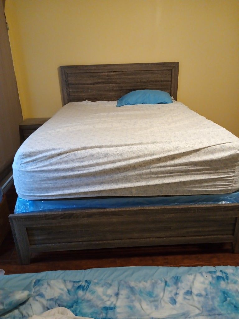 queen bed frame and box