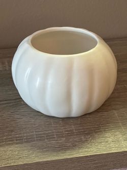 White Pumpkin Planter or Candle Holder