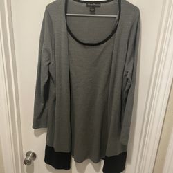 Marisa Christina Grey Long Sleeve Tunic Top Size 1X