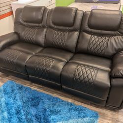 Santiago Black Reclining Sofa