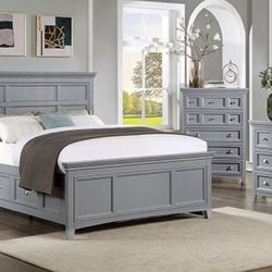 Brand New Grey 4pc Queen Bedroom Set (Available In Eastern King)