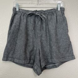 Uniqlo Linen Blend Gray Marled Drawstring Shorts