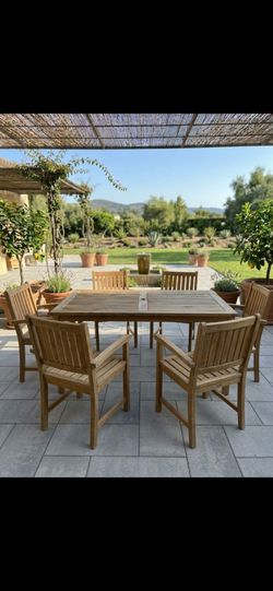 Solid Wood Teak Dining Set – Table & 6 Chairs (Patio / Outdoor)