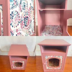 Cat House Litterbox 2 White Nightstands Litter Box End Table Dresser Chest Thumbnail