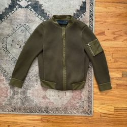 Zara Army Green Mesh Bomber Jacket, Size M 