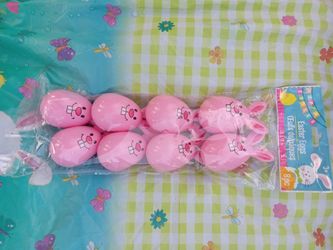 Pink Bunny With Ears Plastic Easter Eggs