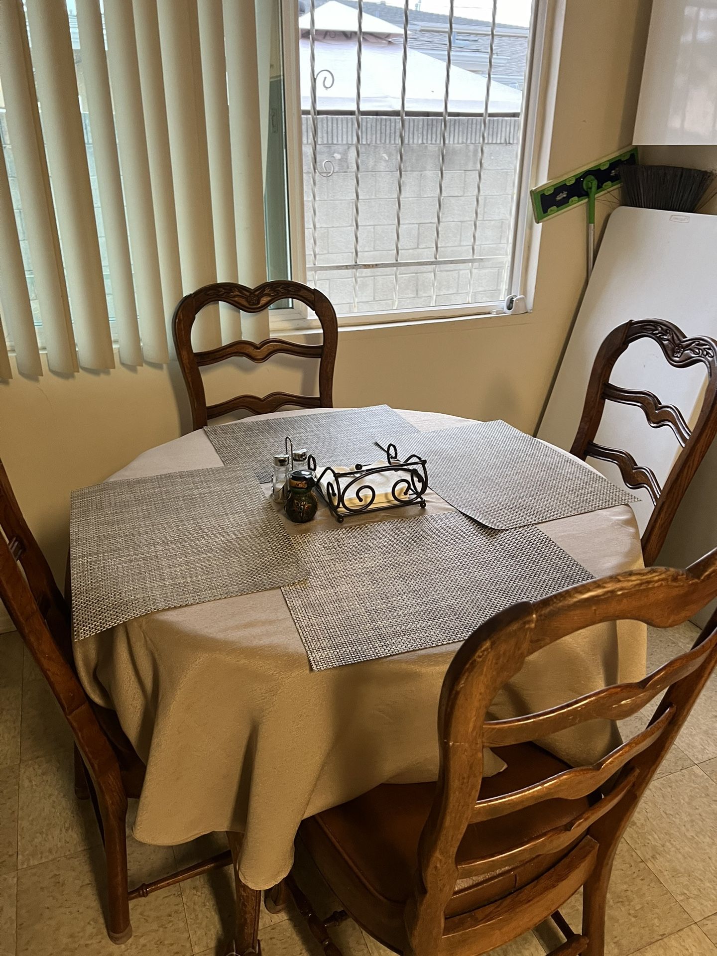 Antique Wooden Table With Chairs