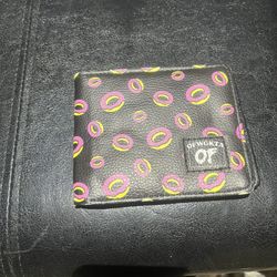 Donut Print Bifold Wallet Black Pink