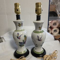 Vintage Hand Painted Vase Lamps. 