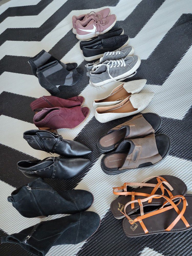 Shoe Lot, 9 Women's, Heals, Athletic, Sandals, Comfort, Leather