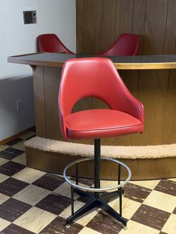 Mid century modern red bar stools