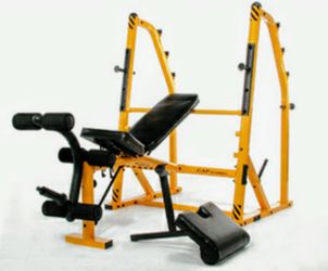STINGER DELUXE WEIGHT BENCH w SQUAT RACK Barbells plates extra East Orlando for Sale in Orlando FL OfferUp