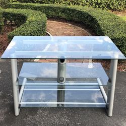 Glass Table with Shelves. Silver