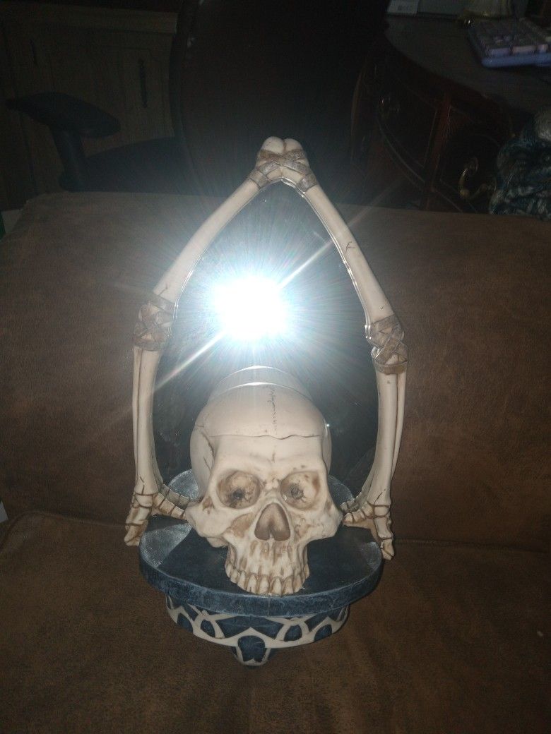 Mirrored Skull Candle Holder, Wall Hanging 12"x16"