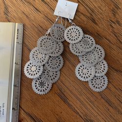Silver Toned Statement Piece Dangle Earrings
