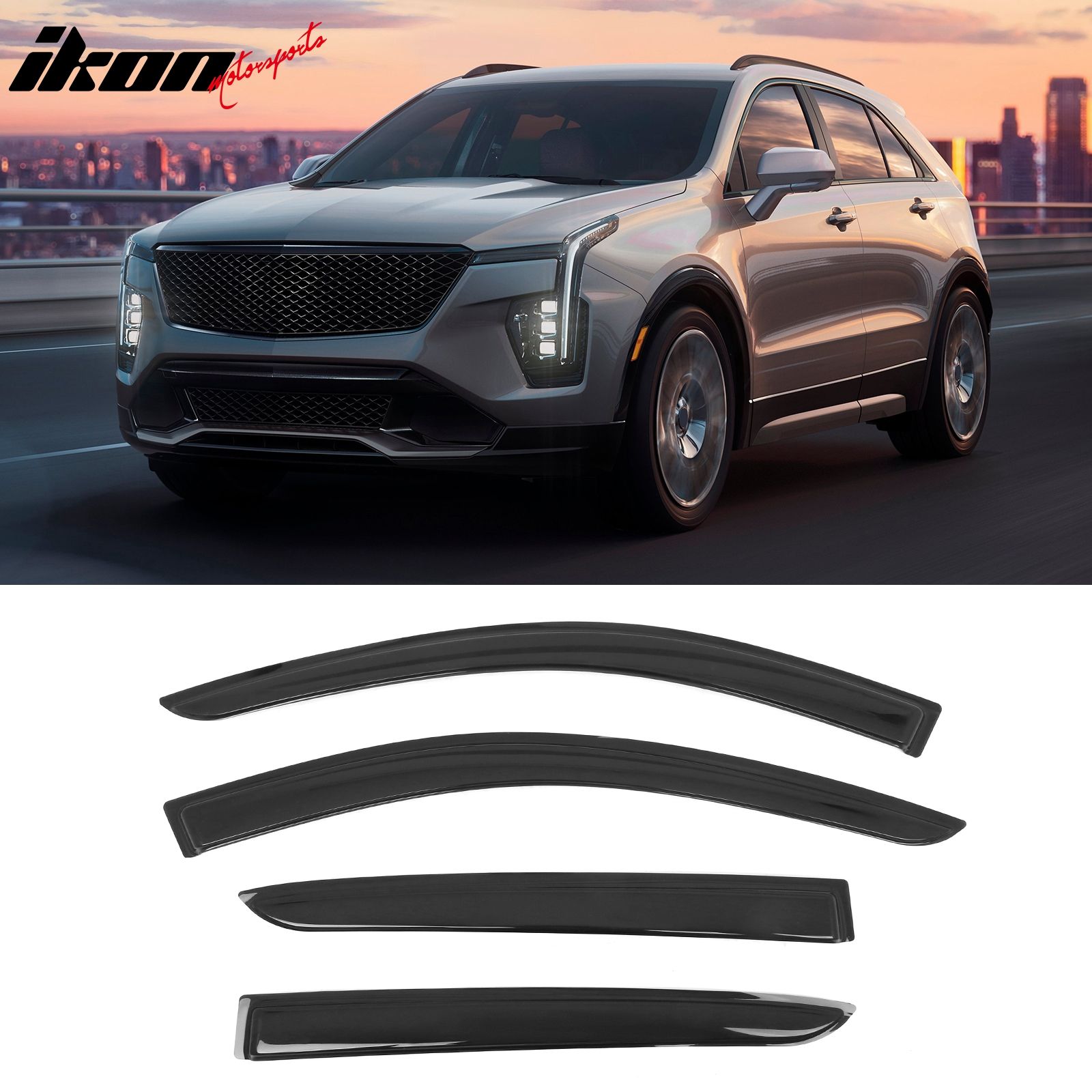Fits 2019-2025 Cadillac XT4 Tape on Window Visors Vent Rain Sun Guards Deflectors