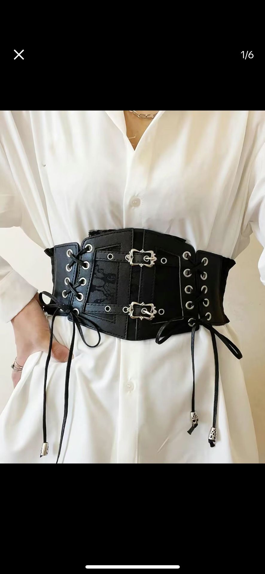 Punk Style Lace Up Wide Belt Goth Gothic Emo Alternative