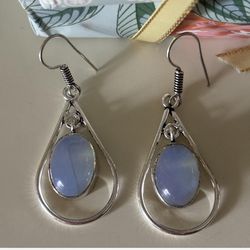 925 Sterling Silver Moonstone Gemstone Earrings 