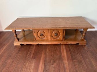 Vintage Wood Coffee Table with Cabinet