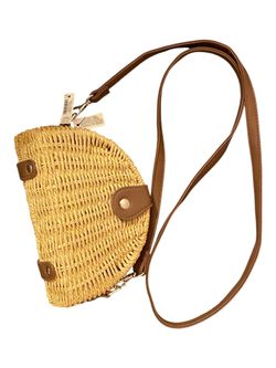 WHITE HOUSE BLACK MARKET Wicker Straw Woven Basket Style Rattan Crossbody Purse
