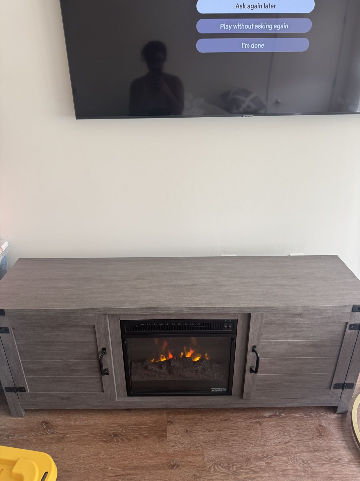 Tv stand with fire place