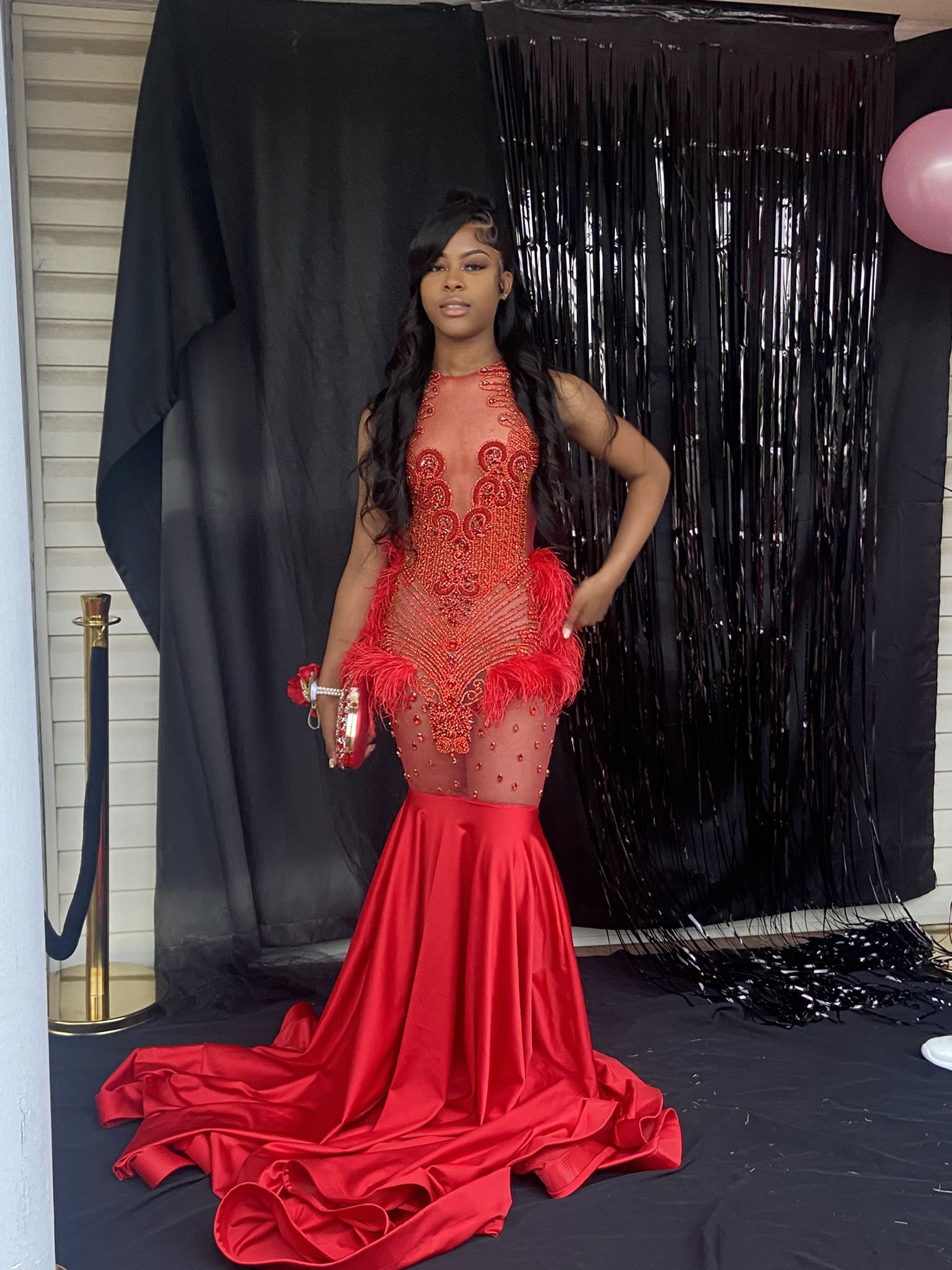 Red Prom Dress With Purse