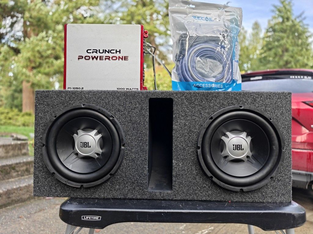 JBL 12" Subwoofer Ported Box  1000 Watt Amp And Wiring Kit