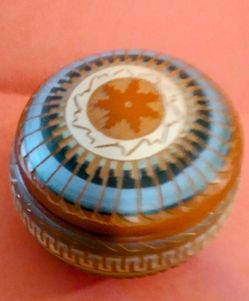 Navajo Signed Clay Hand-painted Trinket Box