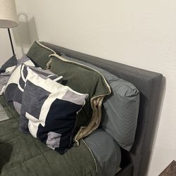 GREY QUEEN SIZED HEADBOARD / BEDFRAME