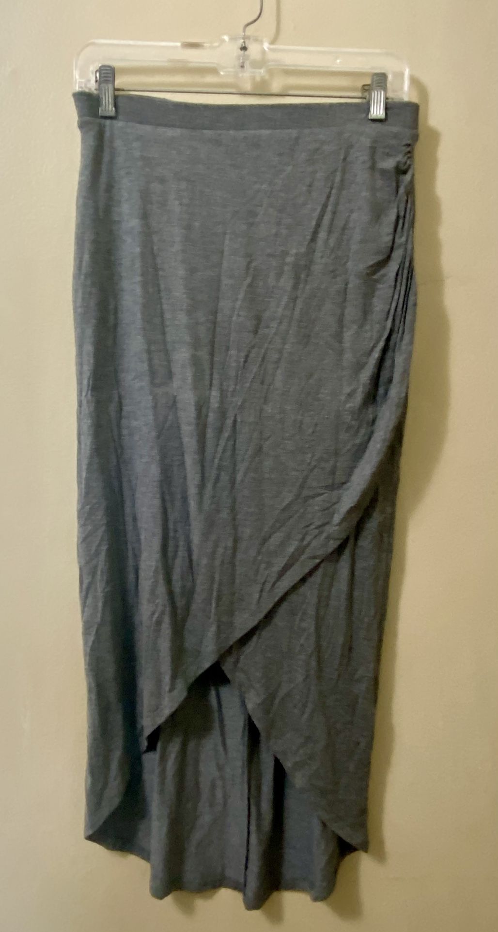 Forever 21 SKIRT Women's M Gray Maxi Wrap Pull On Lined Soft Jersey 