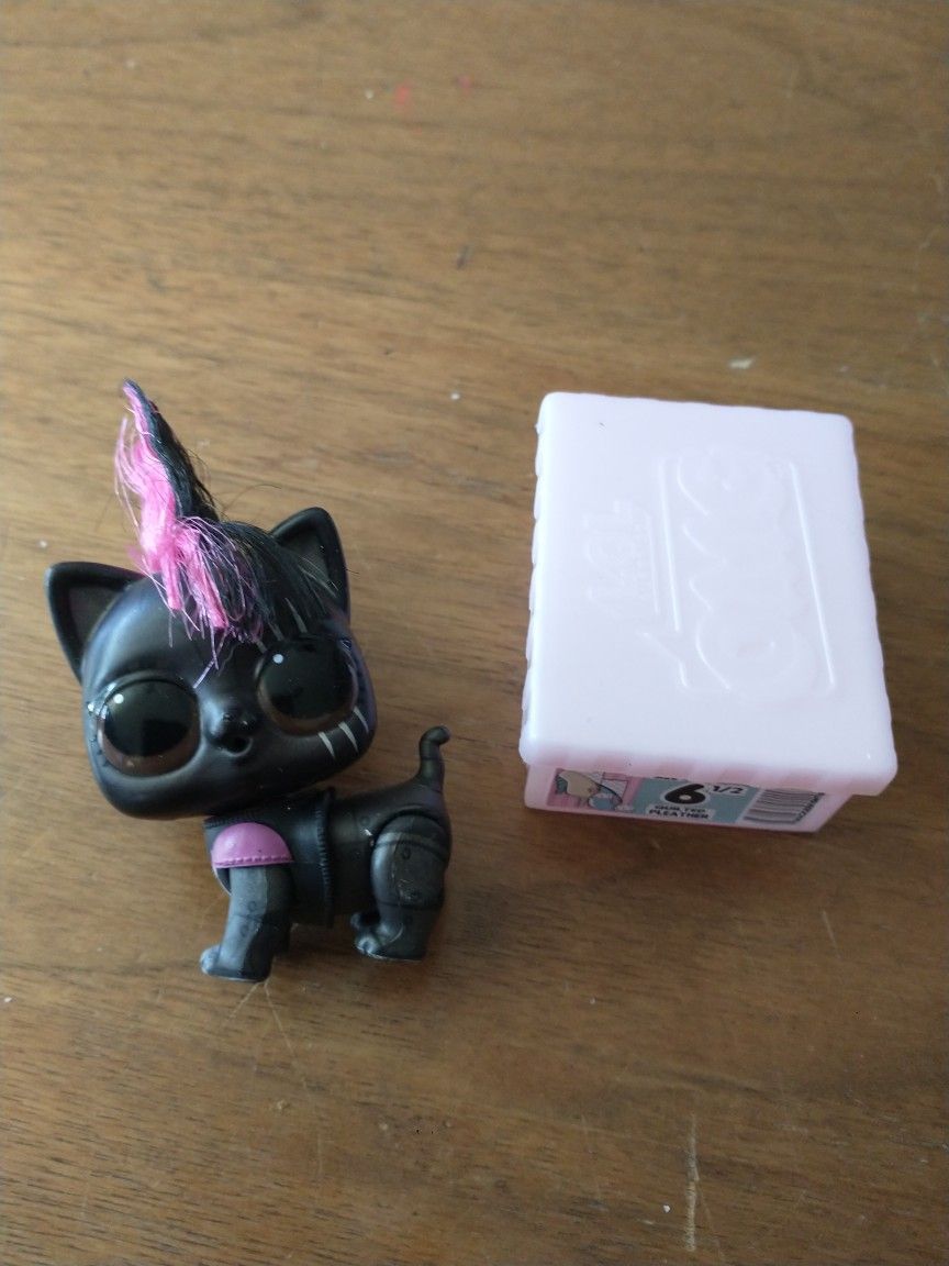 L. O. L surprise doll lights K. T. Pet cat: black & pink lol figure with mohawk + 1 box accessory