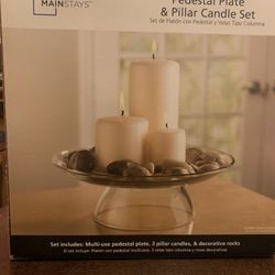 Mainstays Pedestal Plate & Pillar Candle Set 