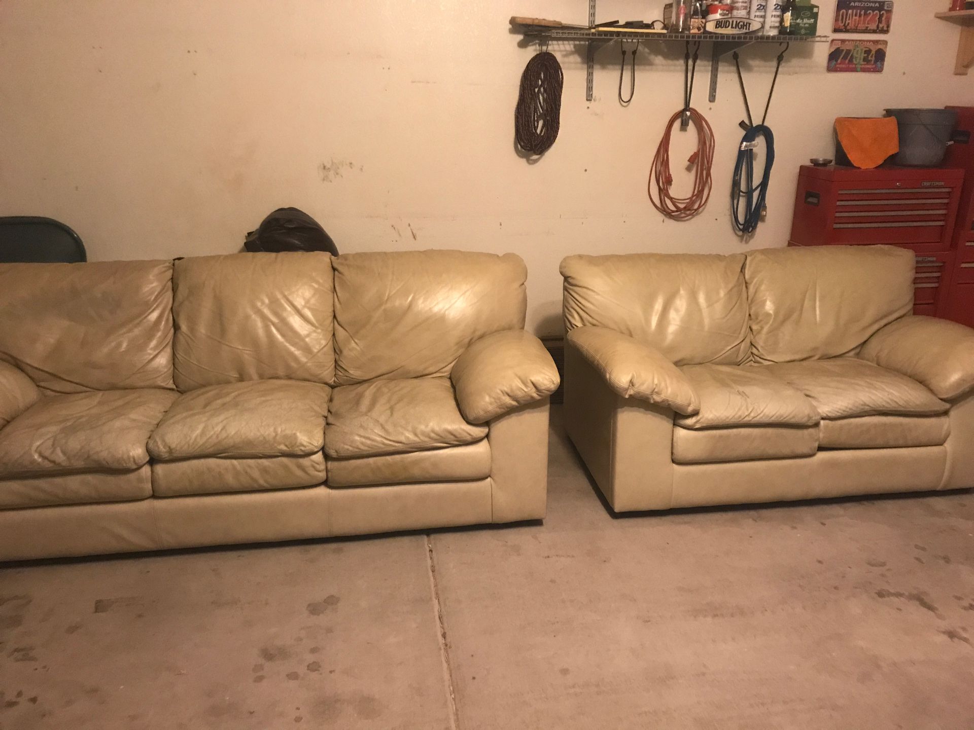 Leather love seat & sofa