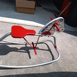 Vintage Wood And Metal Childs Rocking Horse