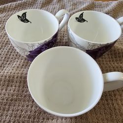 Portobello Sandringham Peony Purple Fine Bone China Coffee/Tea Mugs