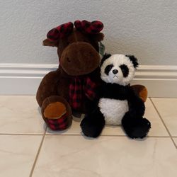 Stuffed Animal, Panda And Stuffed Animal Christmas Moose